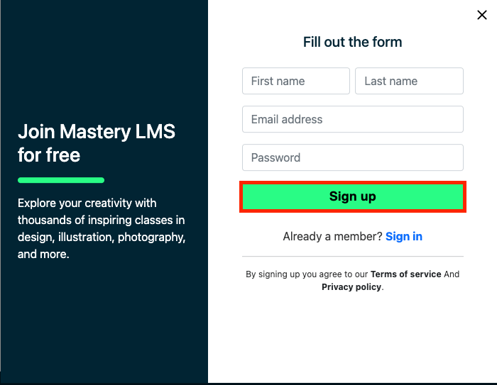 Sign Up Screen Mastery 2